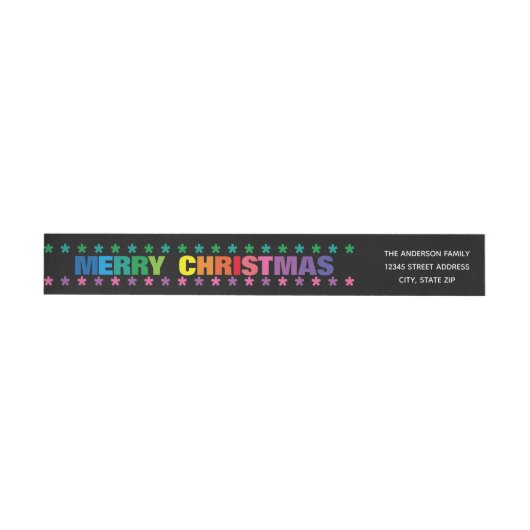 Regenboog Prettig Kerstfeest -Lang Retouradreslabe (Individueel)