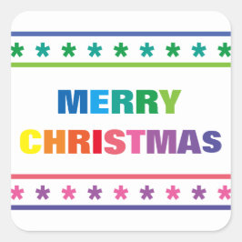 Regenboog Prettig Kerstfeest - Vierkante Sticker