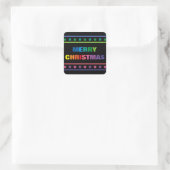 Regenboog Prettig Kerstfeest - Vierkante Sticker (Tas)