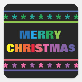 Regenboog Prettig Kerstfeest - Vierkante Sticker