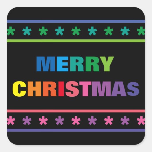 Regenboog Prettig Kerstfeest - Vierkante Sticker (Voorkant)