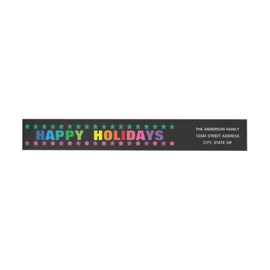 Regenboog Prettige Feestdagen -Lang Retouradreslab (Individueel)