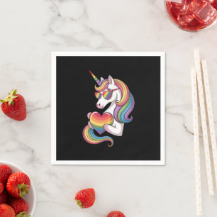 Regenboog Pride Eenhoorn Hart Regenboog Vlag LGBT  Servet