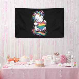 Regenboog Pride Eenhoorn Hart Regenboog Vlag Lgbt  Spandoek