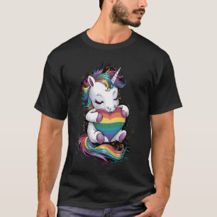 Regenboog Pride Eenhoorn Hart Regenboog Vlag Lgbt  T-shirt