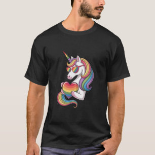 Regenboog Pride Eenhoorn Hart Regenboog Vlag LGBT  T-shirt
