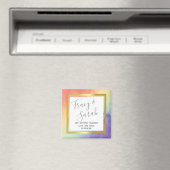 Regenboog Pride Gouden Frame Huwelijk Opslagdatum  Magneet (Insitu (Vaatwasser))