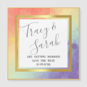 Regenboog Pride Gouden Frame Huwelijk Save the Dat (Voorkant)