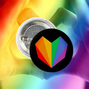 Regenboog Pride Hart Knop Ronde Button 3,2 Cm