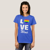 Regenboog Pride Hart Love Wins T-Shirt (Voorkant volledig)