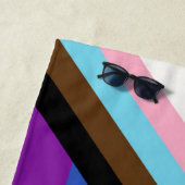 Regenboog Pride Progress Vlag Zwart Eigen Monogram Strandlaken (In situ)