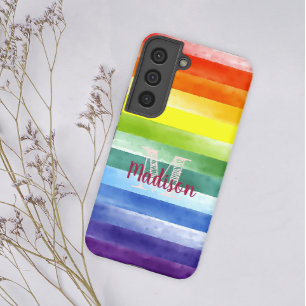 Regenboog Pride Strepen Kleurrijk Plezierige Initi Samsung Galaxy Hoesje