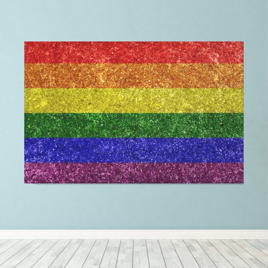 Regenboog pride vlag canvas afdruk (Insitu (Houten vloer))