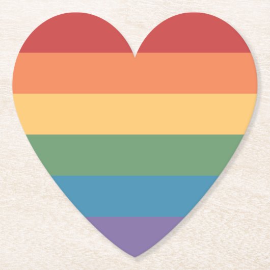 Regenboog Pride Vlag Geweven Hart Kartonnen Onderzetters (Voorkant)