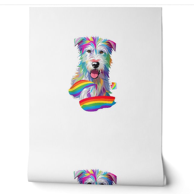 Regenboog Pride Vlag Ierse Wolfshond Hondenliefheb Behang (Afrollen)