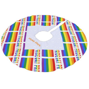 Regenboog Pride Vlag LGBTQ Tegelpatroon Imitatie Linnen Kerstboom Kleed