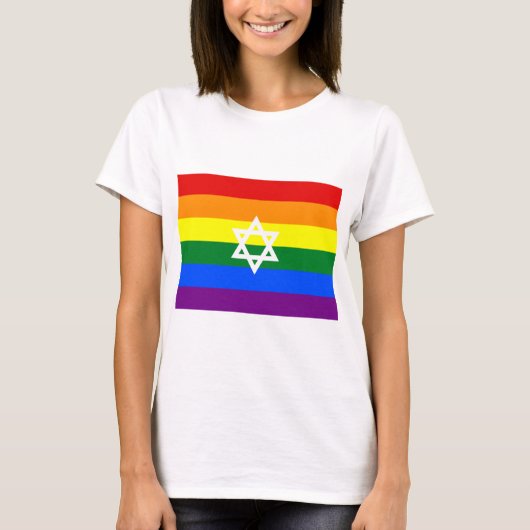 Regenboog Pride vlag met davidster T-shirt (Voorkant)