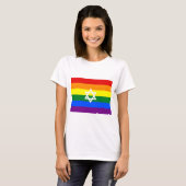Regenboog Pride vlag met davidster T-shirt (Voorkant volledig)
