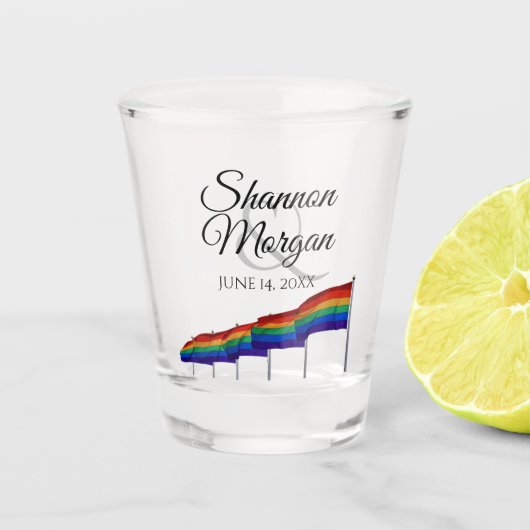 Regenboog Pride vlaggen Trouw Shotglas Shot Glas (Voorkant)