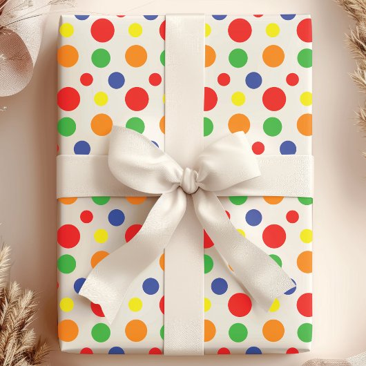 Regenboog Primaire Stippen Patroon Cadeaupapier