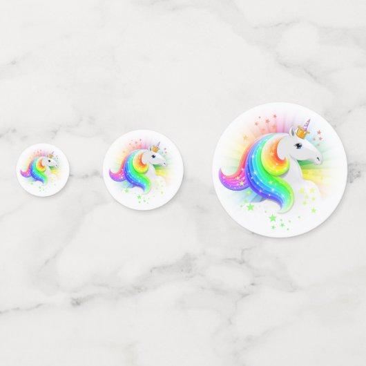 Regenboog Prinses Eenhoorn Gepersonaliseerde Verja Confetti (Voorkanten)