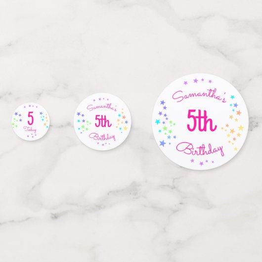 Regenboog Prinses Eenhoorn Gepersonaliseerde Verja Confetti (Achterkanten)