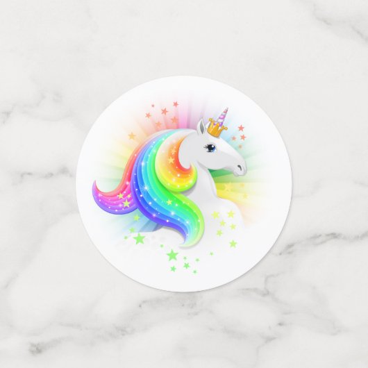 Regenboog Prinses Eenhoorn Gepersonaliseerde Verja Confetti (Kleine voorkant)