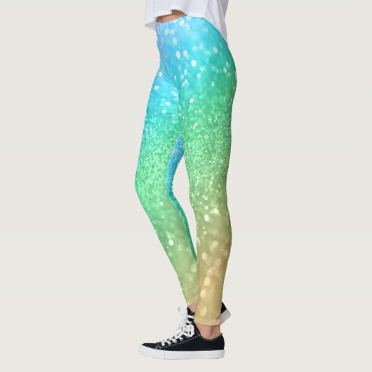 Regenboog Prinses Glitter #1a (Faux Glitter) #shin Leggings (Links)