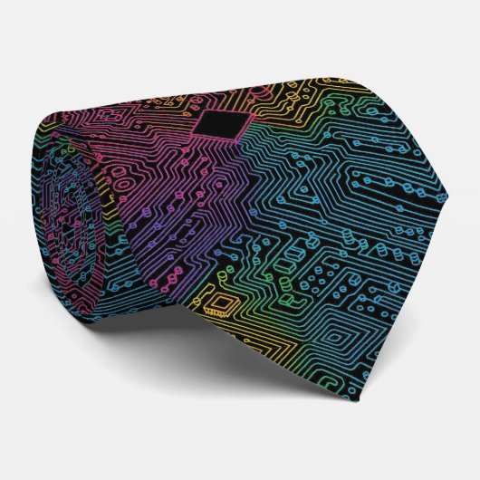Regenboog Printplaat Das – Kleurrijke Tech Fan (Opgerold)