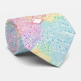 Regenboog Printplaat Das – Kleurrijke Tech Fan