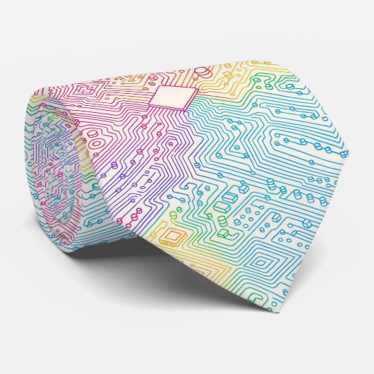 Regenboog Printplaat Das – Kleurrijke Tech Fan (Opgerold)