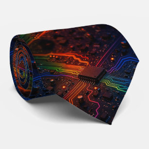 Regenboog Printplaat Das – Kleurrijke Tech Fan