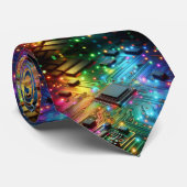 Regenboog Printplaat Das – Kleurrijke Tech Geeks (Opgerold)