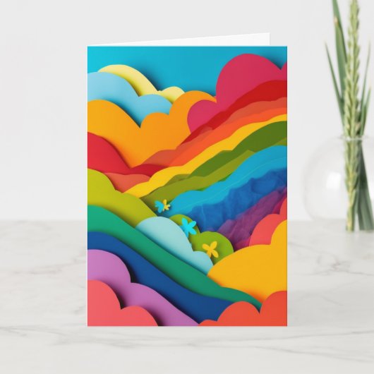 Regenboog Prisma Papier Collage Kaart (Voorkant)