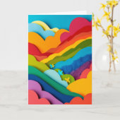 Regenboog Prisma Papier Collage Kaart (Gele Bloem)