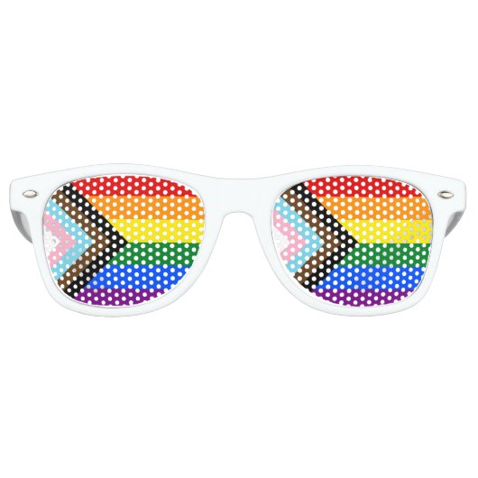 Regenboog Progress Flag Zonnebril, LGBTQ / Pride Retro Zonnebril (Voorkant)