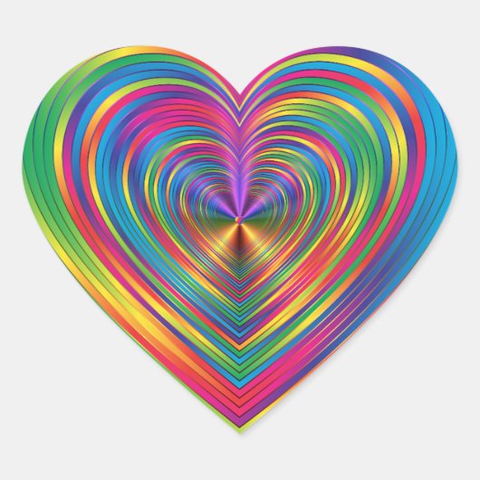 Regenboog Psychedelisch Maak Je Eigen Sjabloon Hart Sticker (Voorkant)