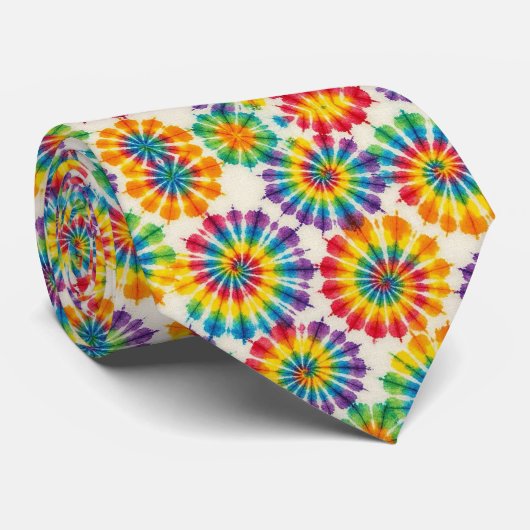 Regenboog Psychedelische Tie Dye Herenstropdas Stropdas (Opgerold)