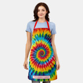 Regenboog Psychedelische Tie-Dye Schort (Gedragen)