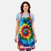 Regenboog Psychedelische Tie-Dye Schort (Gedragen)