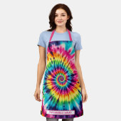 Regenboog Psychedelische Tie-Dye Schort (Gedragen)