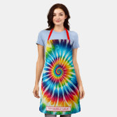 Regenboog Psychedelische Tie-Dye Schort (Gedragen)