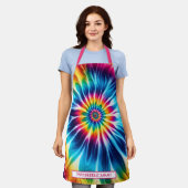 Regenboog Psychedelische Tie-Dye Schort (Gedragen)