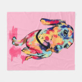 Regenboog Pup Fleece Deken (Voorkant (Horizontaal))