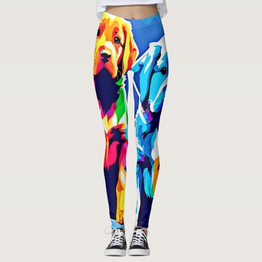 Regenboog Puppies: Speelse Duo Leggings (Voorkant)