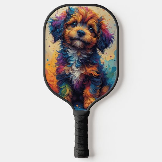 Regenboog Puppy Pickleball Paddle (Voorkant)