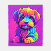 Regenboog Puppychilderij Fleece Deken (Voorkant)