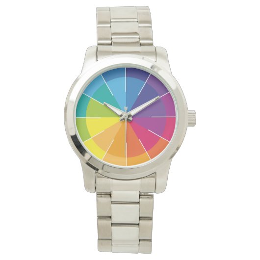 Regenboog Puristisch en helder Horloge (Voorkant)