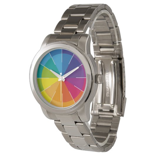 Regenboog Puristisch en helder Horloge (Gekanteld)