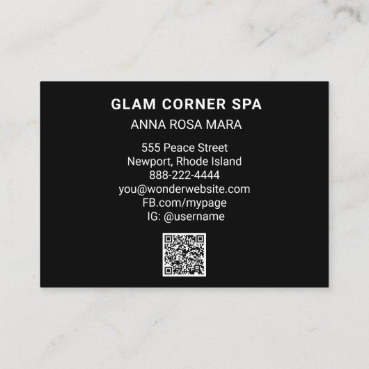 *~* Regenboog QR Glitter Glitz Glam Luxe Visitekaartje (Achterkant)